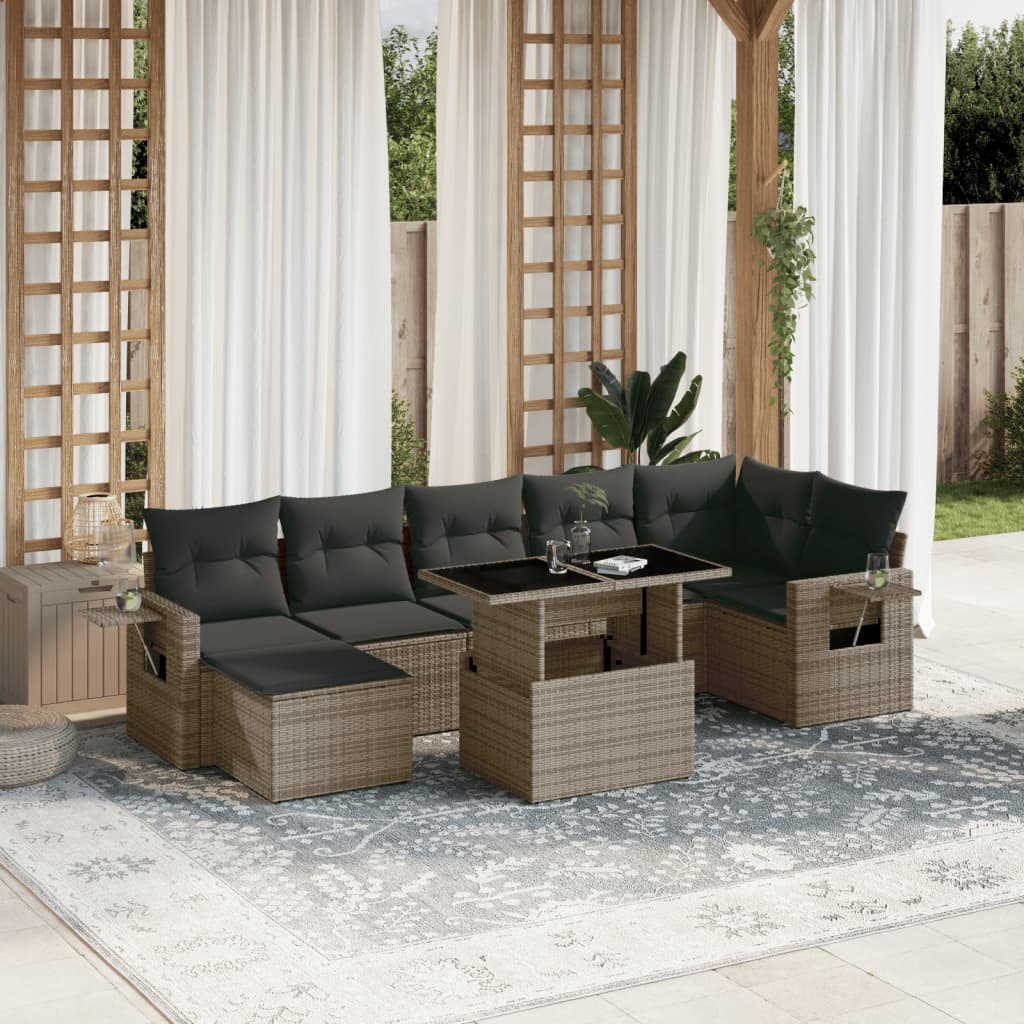 Set Divano da Giardino 8 pz con Cuscini Grigio in Polyrattan - homemem39
