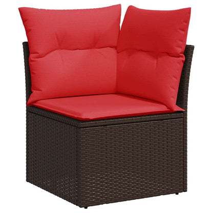 Set Divani da Giardino 8 pz con Cuscini Marrone in Polyrattan