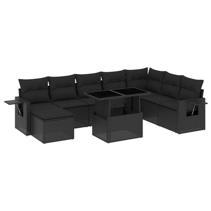 Set Divani da Giardino con Cuscini 8 pz Nero in Polyrattan - homemem39