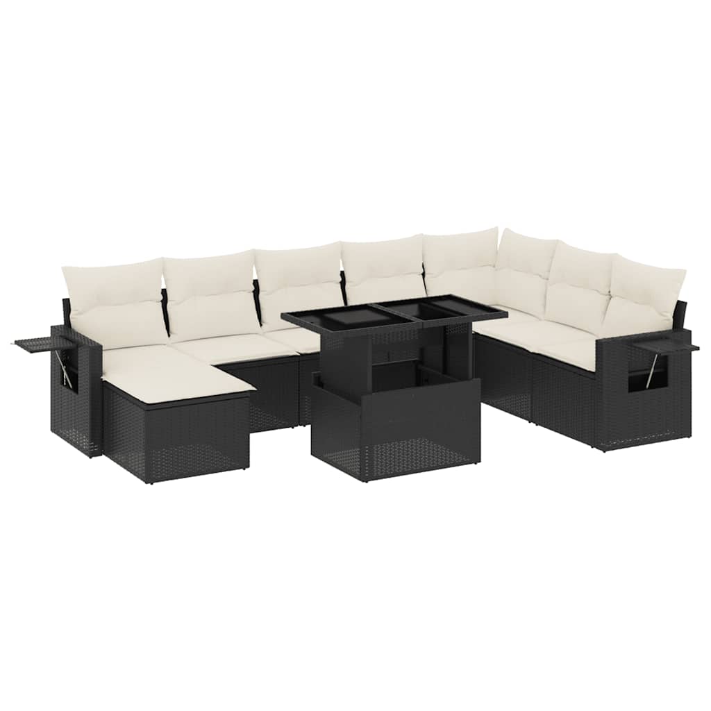 Set Divani da Giardino con Cuscini 8 pz Nero in Polyrattan | homemem39