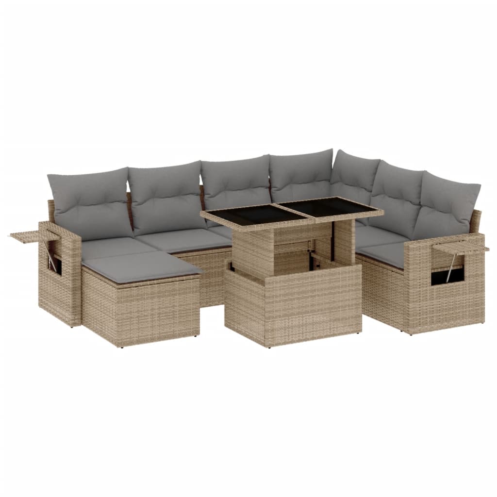 Set Divano da Giardino 8 pz con Cuscini Beige in Polyrattan - homemem39