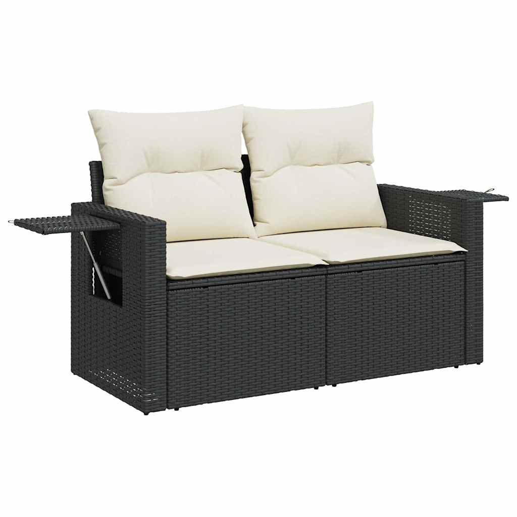 Set Divani da Giardino 9 pz con Cuscini Nero in Polyrattan | homemem39