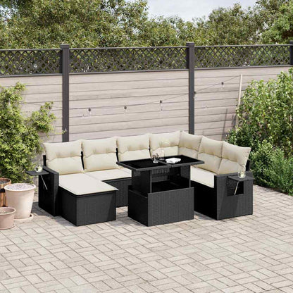 Set Divani da Giardino 9 pz con Cuscini Nero in Polyrattan - homemem39