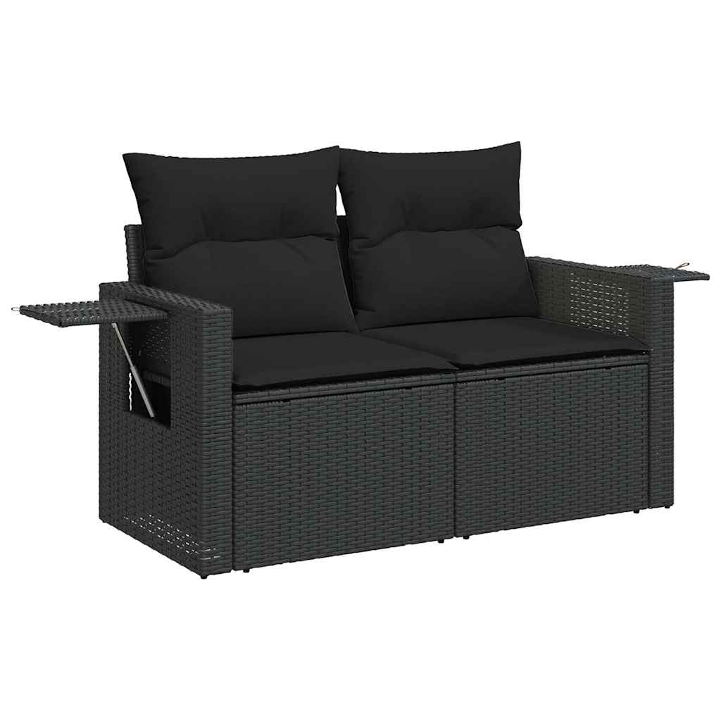 Set Divani da Giardino 10pz con Cuscini in Polyrattan Nero | homemem39