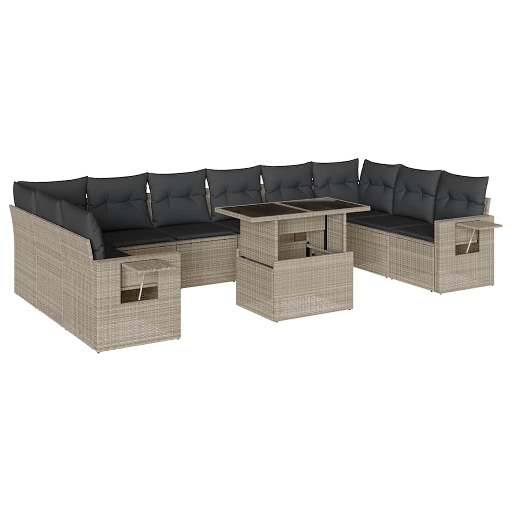 Set Divani da Giardino 11 pz con Cuscini in Polyrattan Grigio - homemem39