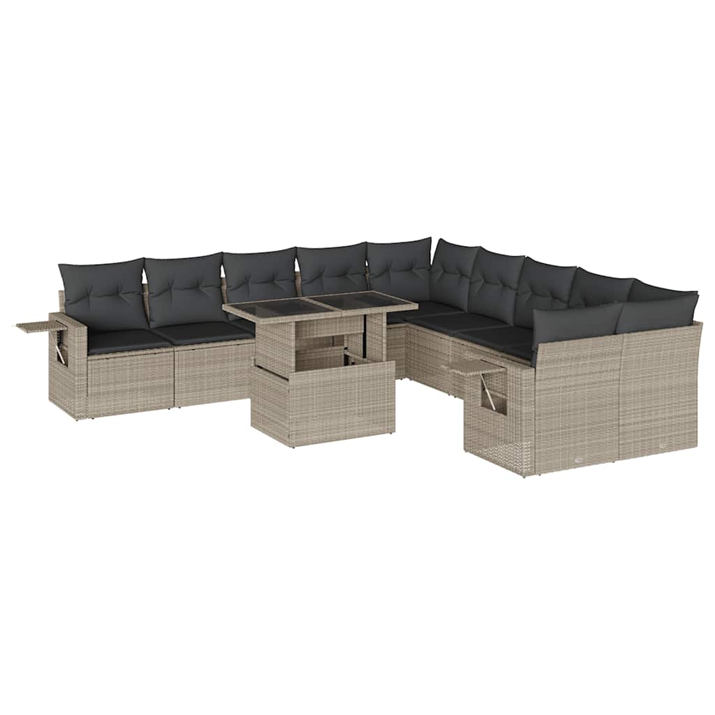 Set Divani da Giardino 11 pz con Cuscini in Polyrattan Grigio | homemem39