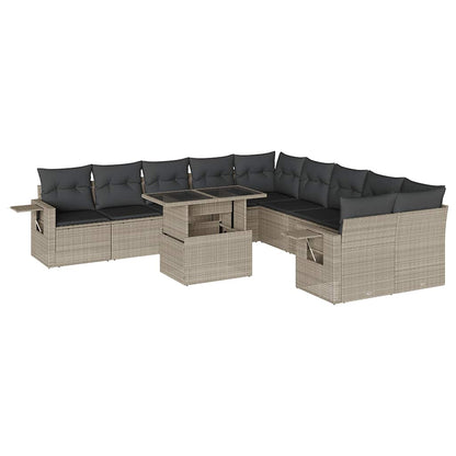 Set Divani da Giardino 11 pz con Cuscini in Polyrattan Grigio | homemem39