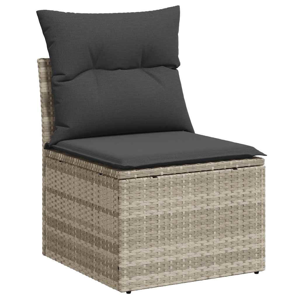 Set Divano da Giardino 5pz con Cuscini Grigio Chiaro Polyrattan | homemem39