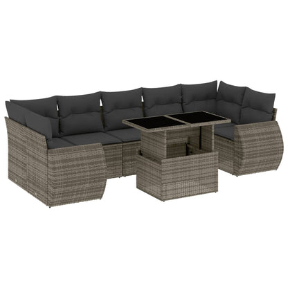 Set Divano da Giardino 8 pz con Cuscini Grigio in Polyrattan - homemem39