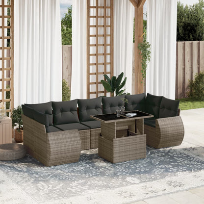 Set Divano da Giardino 8 pz con Cuscini Grigio in Polyrattan | homemem39