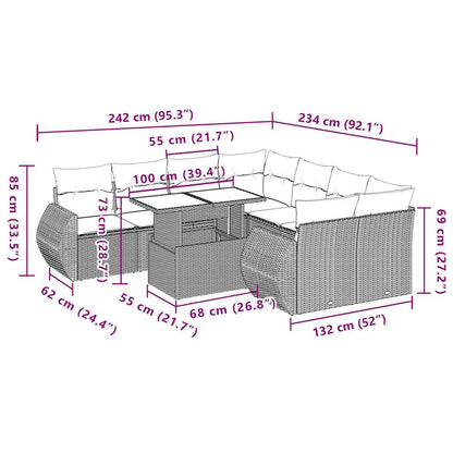Set Divano da Giardino 9 pz con Cuscini Beige in Polyrattan | homemem39