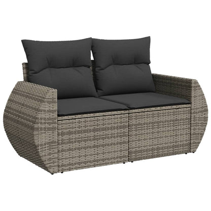 Set Divano da Giardino 9 pz con Cuscini Grigio in Polyrattan | homemem39