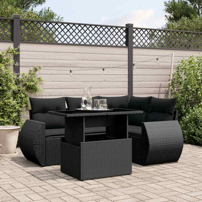 Set Divani da Giardino 5 pz con Cuscini in Polyrattan Nero | homemem39