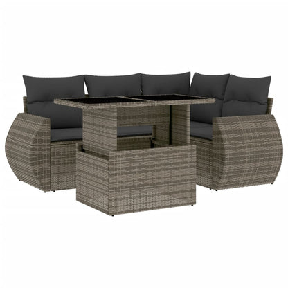 Set Divano da Giardino 5 pz con Cuscini Grigio in Polyrattan - homemem39