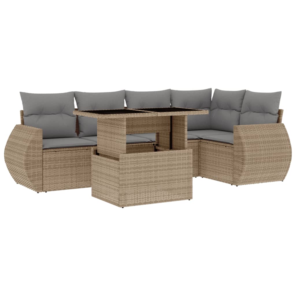Set Divano da Giardino 6 pz con Cuscini Beige in Polyrattan - homemem39