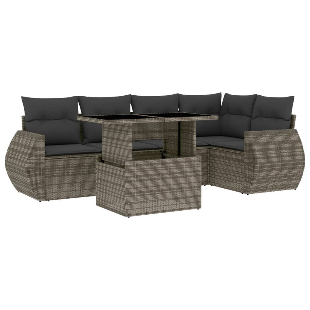 Set Divano da Giardino 6 pz con Cuscini Grigio in Polyrattan | homemem39