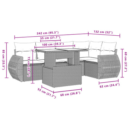 Set Divano da Giardino 6 pz con Cuscini Grigio in Polyrattan | homemem39