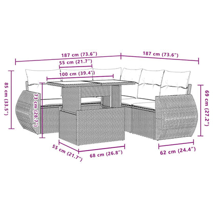 Set Divano da Giardino 6 pz con Cuscini Nero in Polyrattan | homemem39