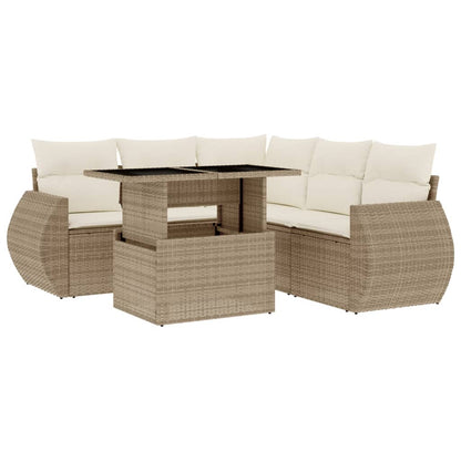 Set Divano da Giardino 6 pz con Cuscini Beige in Polyrattan - homemem39