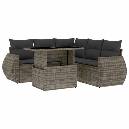 Set Divano da Giardino 6 pz con Cuscini Grigio in Polyrattan - homemem39