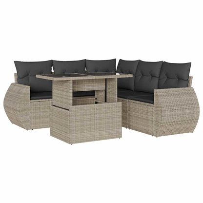 Set Divano da Giardino 6pz con Cuscini Grigio Chiaro Polyrattan - homemem39