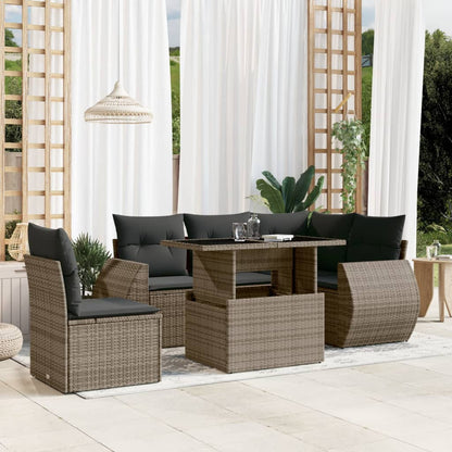 Set Divano da Giardino 6 pz con Cuscini Grigio in Polyrattan - homemem39