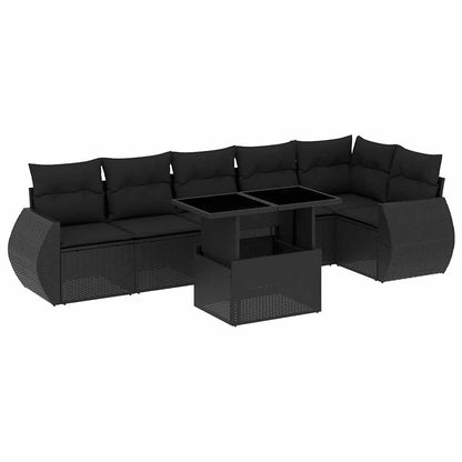 Set Divani da Giardino con Cuscini 7pz Nero Polyrattan - homemem39