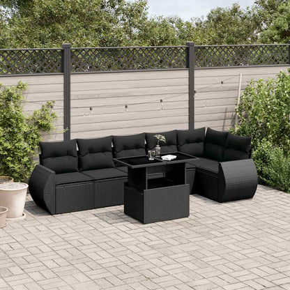 Set Divani da Giardino con Cuscini 7pz Nero Polyrattan - homemem39