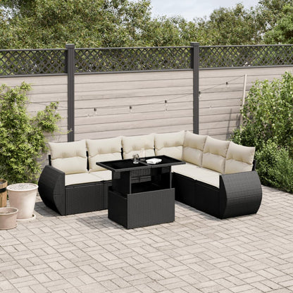 Set Divani da Giardino con Cuscini 7pz Nero Polyrattan | homemem39