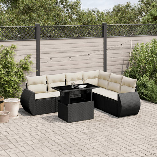 Set Divani da Giardino con Cuscini 7pz Nero Polyrattan - homemem39