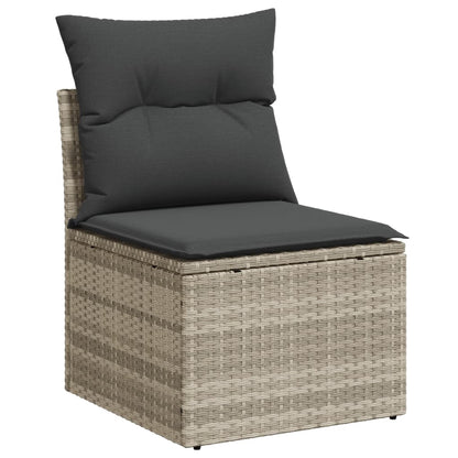 Set Divani da Giardino 7pz con Cuscini Grigio Chiaro Polyrattan