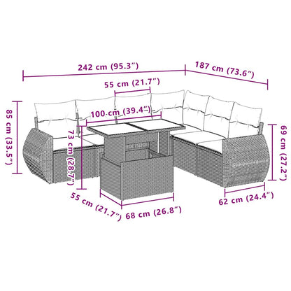 Set Divani da Giardino 7pz con Cuscini Grigio Chiaro Polyrattan - homemem39