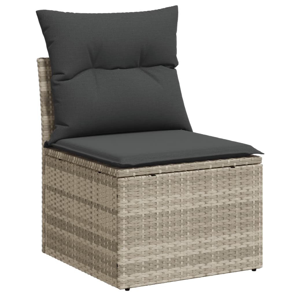 Set Divano da Giardino 9pz con Cuscini Grigio Chiaro Polyrattan