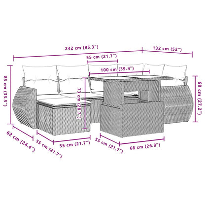 Set Divani da Giardino con Cuscini 7pz Nero Polyrattan | homemem39