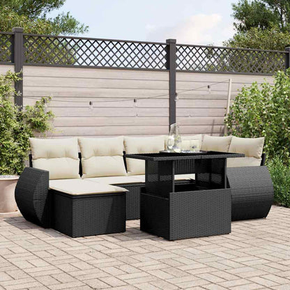 Set Divani da Giardino con Cuscini 7pz Nero Polyrattan - homemem39