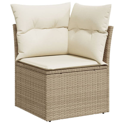 Set Divani da Giardino 7 pz con Cuscini Beige in Polyrattan