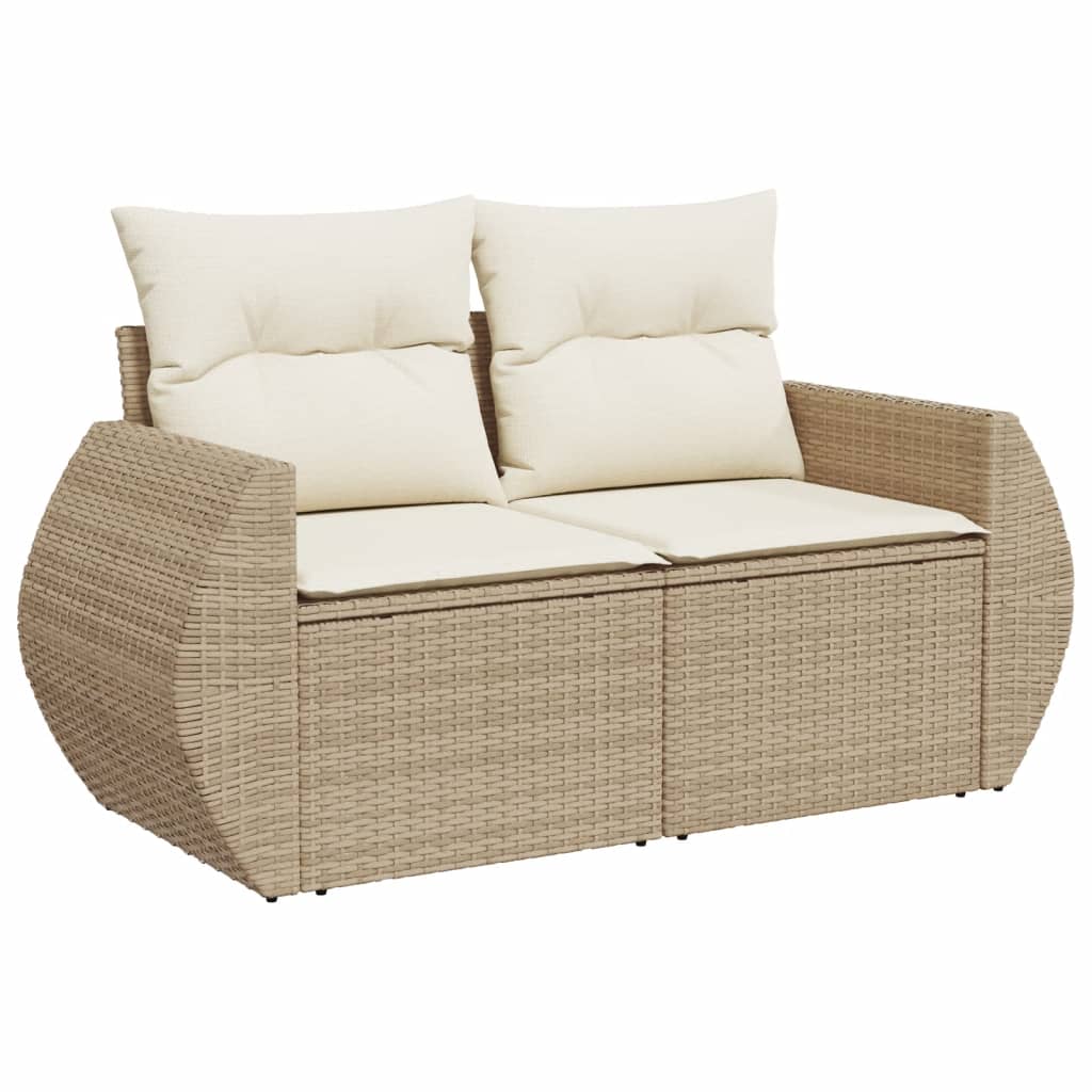 Set Divani da Giardino 7 pz con Cuscini Beige in Polyrattan