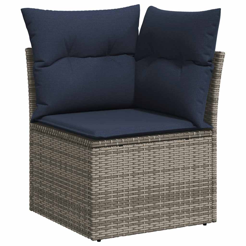 Set Divani da Giardino 7 pz con Cuscini Grigio in Polyrattan