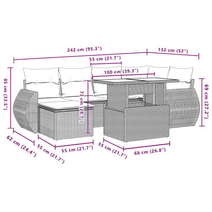 Set Divani da Giardino 7 pz con Cuscini Grigio in Polyrattan | homemem39