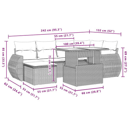 Set Divani da Giardino 7pz con Cuscini Grigio Chiaro Polyrattan | homemem39