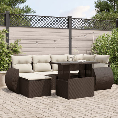 Set Divani da Giardino 7 pz con Cuscini Marrone in Polyrattan | homemem39