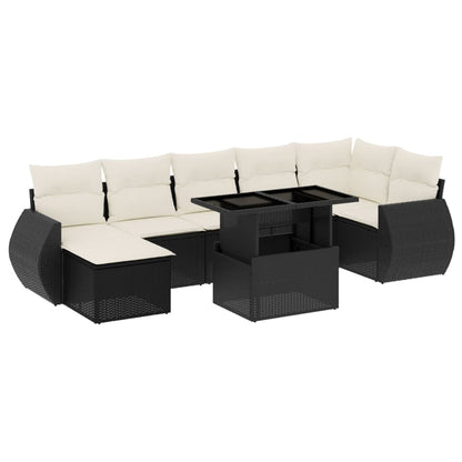 Set Divani da Giardino con Cuscini 8 pz Nero in Polyrattan - homemem39