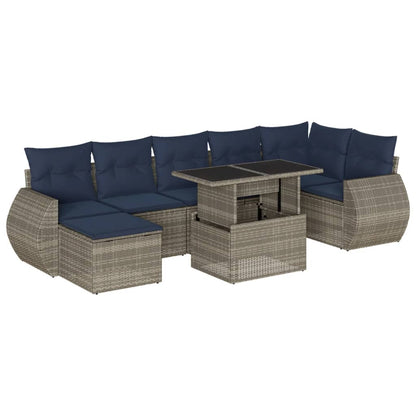 Set Divani da Giardino 8 pz con Cuscini in Polyrattan