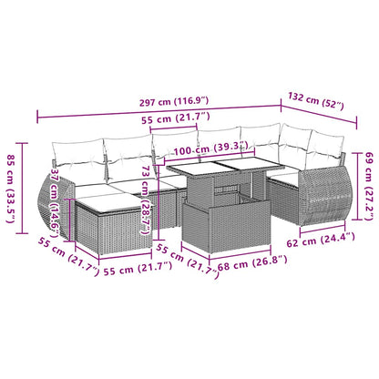 Set Divani da Giardino 8 pz con Cuscini Grigio in Polyrattan | homemem39