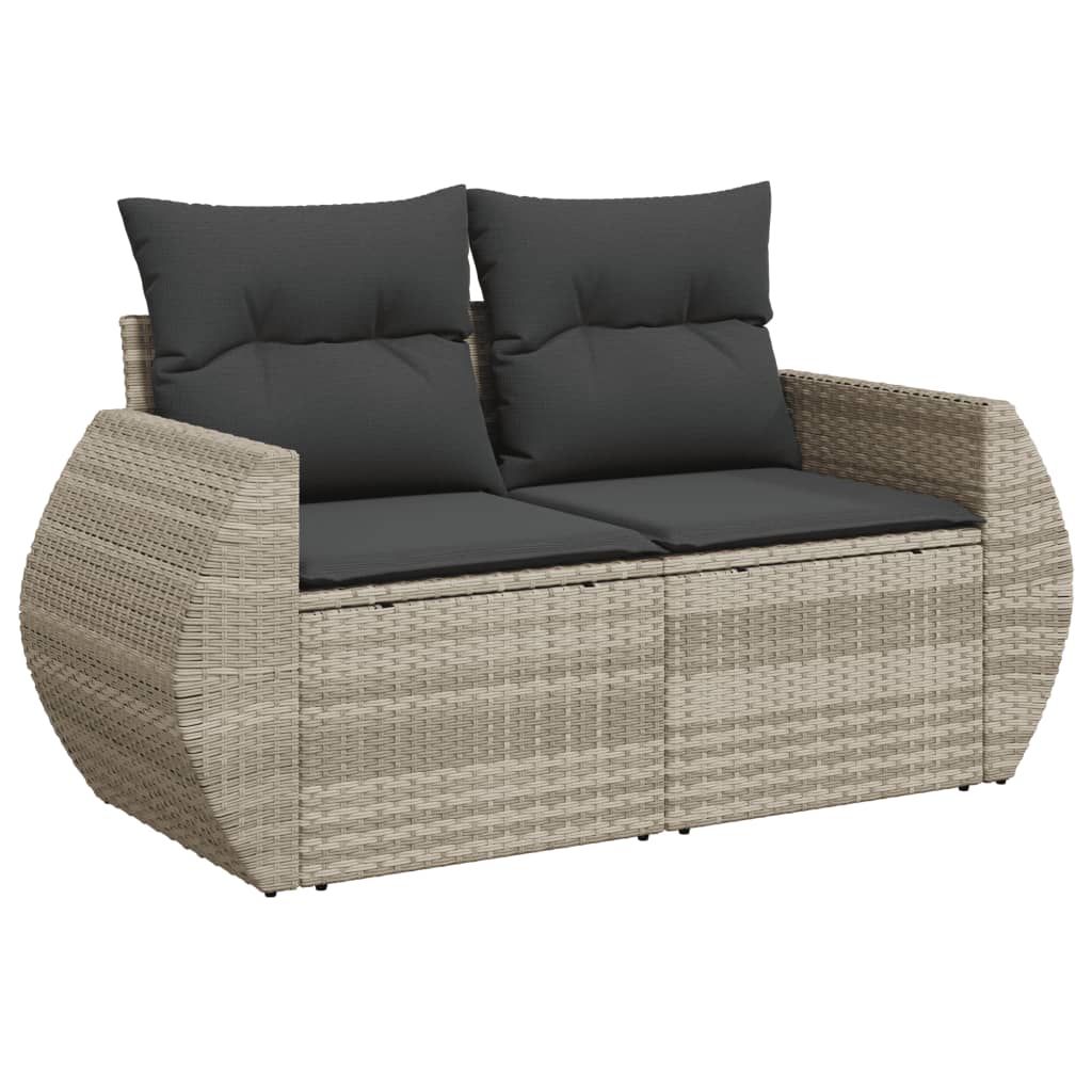 Set Divano da Giardino 8pz con Cuscini Grigio Chiaro Polyrattan