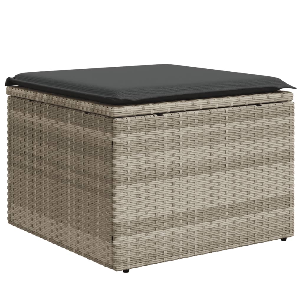 Set Divano da Giardino 8pz con Cuscini Grigio Chiaro Polyrattan