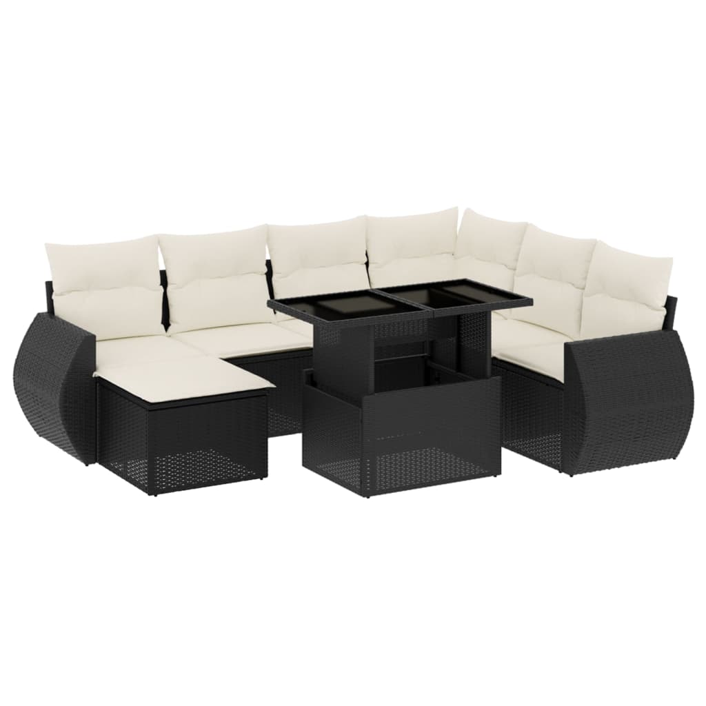 Set Divani da Giardino con Cuscini 8 pz Nero in Polyrattan | homemem39