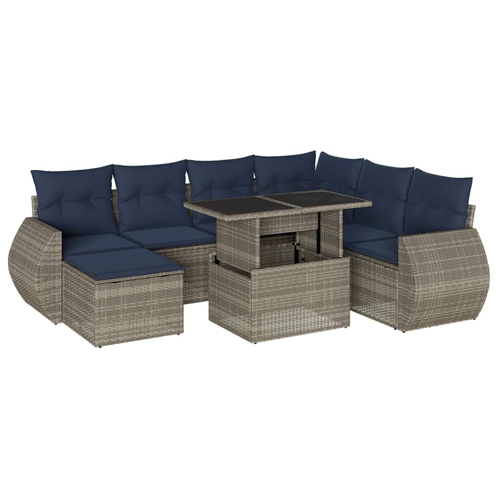 Set Divani da Giardino 8 pz con Cuscini Grigio in Polyrattan | homemem39