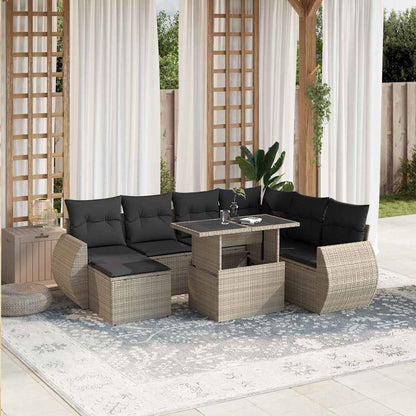 Set Divano da Giardino 8pz con Cuscini Grigio Chiaro Polyrattan | homemem39