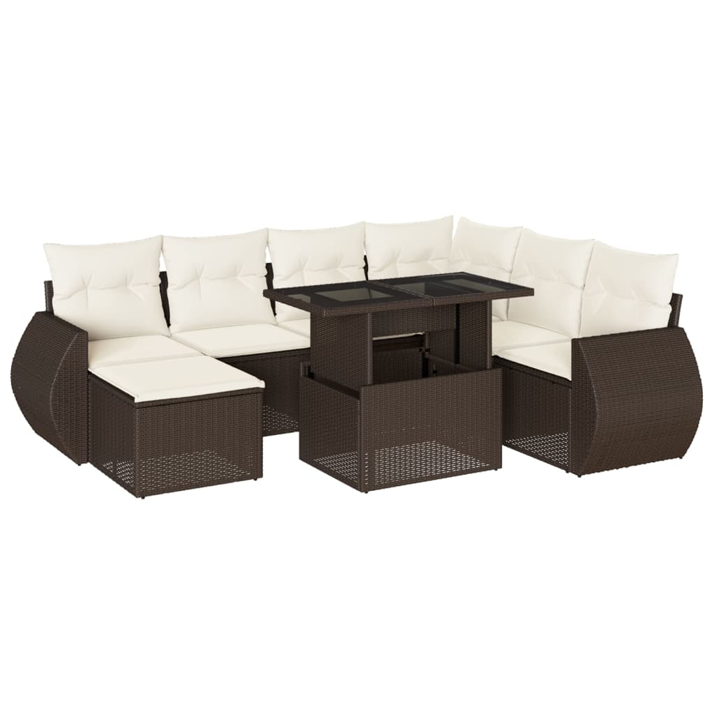 Set Divani da Giardino 8 pz con Cuscini Marrone in Polyrattan | homemem39